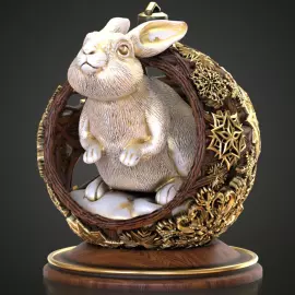 Эксклюзивный сувенир из массива бука "Заяц в шаре"